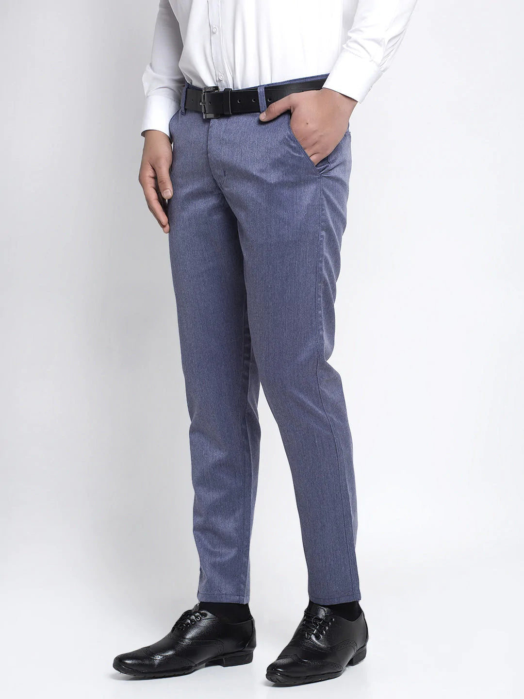 Jainish Men's Blue Cotton Solid Formal Trousers ( FGP 265Navy )
