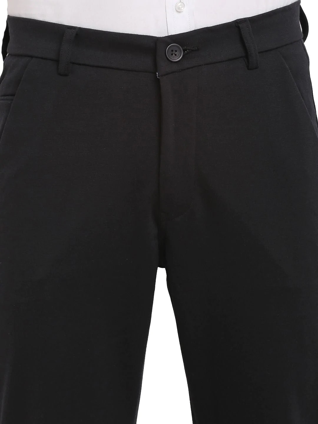 Jainish Men's Black 4-Way Lycra Tapered Fit Trousers ( FGP 269Black )
