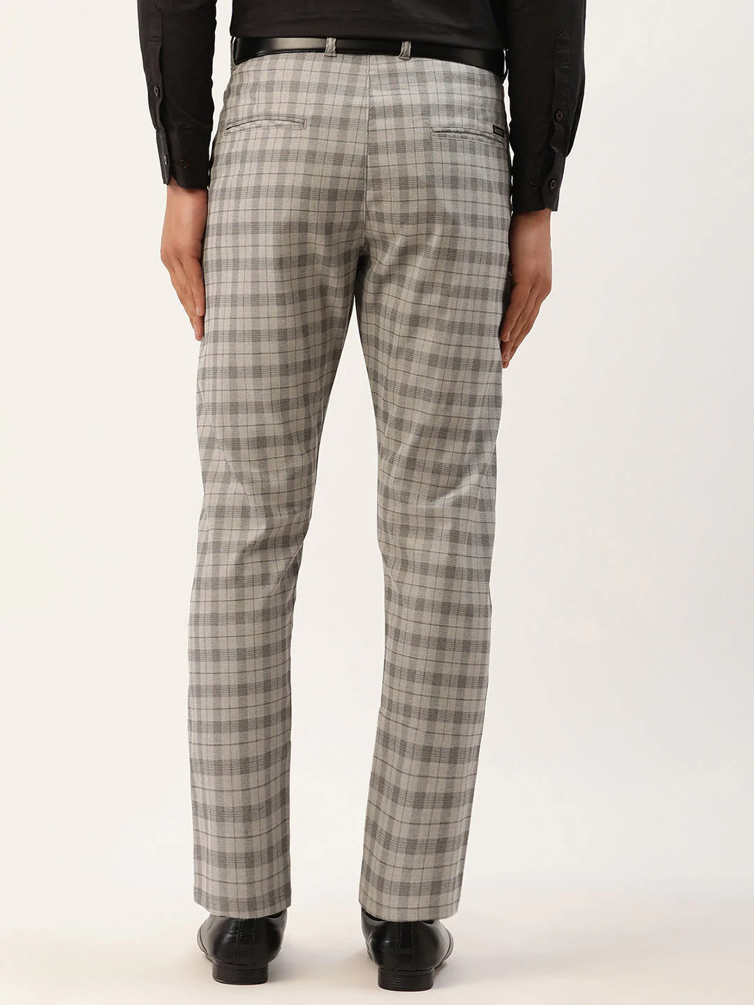 Jainish Men's Grey Tartan Checked Formal Trousers ( FGP 271 Grey )