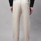Jainish Men's Cream Tapered Fit Formal Trousers