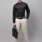 Jainish Men's Cream Tapered Fit Formal Trousers