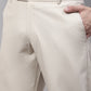 Jainish Men's Cream Tapered Fit Formal Trousers