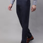 Jainish Men's Navy Tapered Fit Formal Trousers