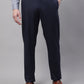 Jainish Men's Navy Tapered Fit Formal Trousers