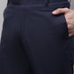 Jainish Men's Navy Tapered Fit Formal Trousers