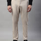 Jainish Men's Cream Tapered Fit Formal Trousers