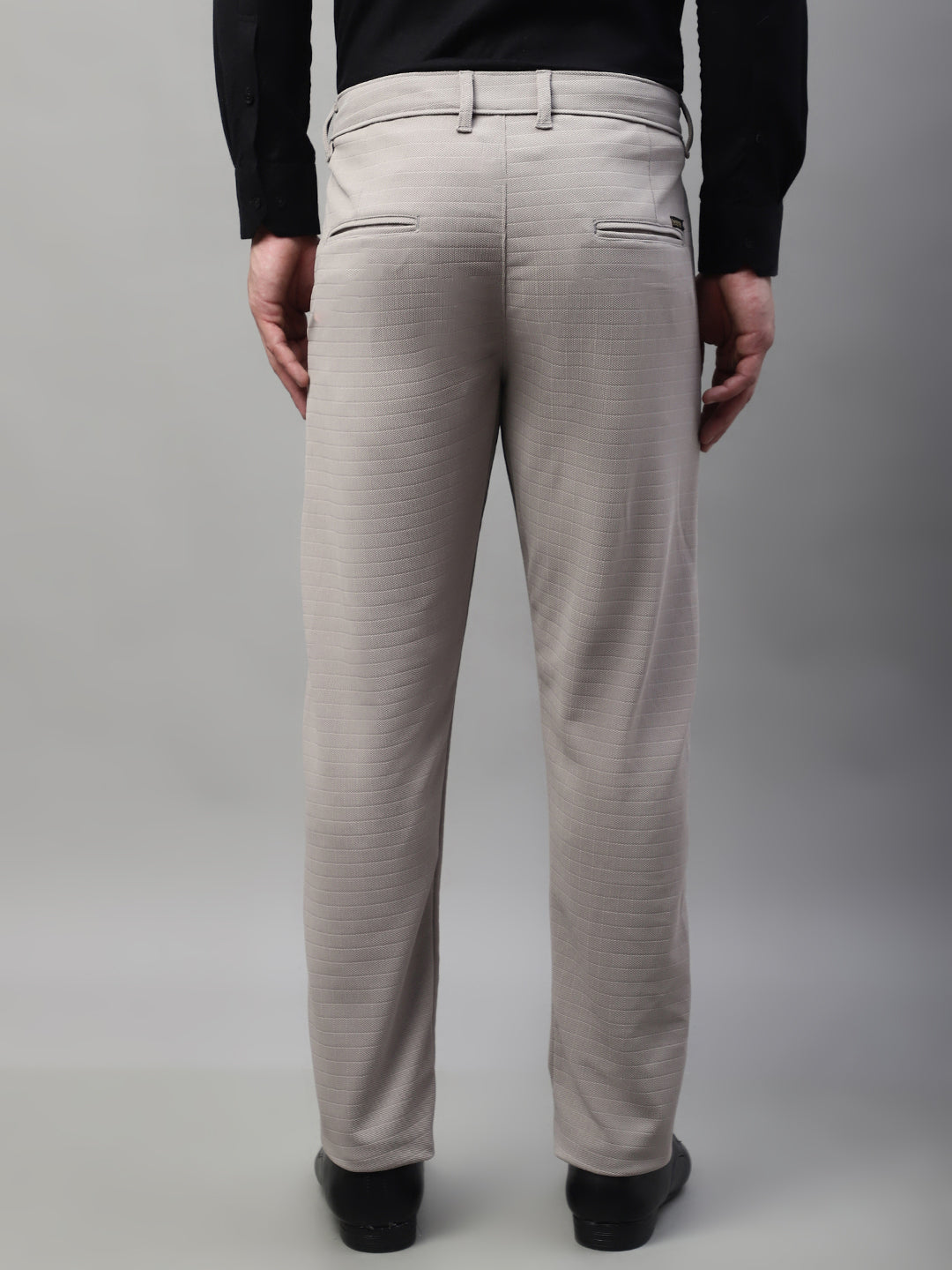 Jainish Men's Light Grey Tapered Fit Formal Trousers
