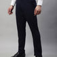 Jainish Men's Navy Blue Tapered Fit Formal Trousers