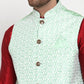 Jompers Men's Green Embroidered Nehru Jacket ( JOWC 4012Light-Green )