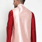 Jompers Men's Pink Embroidered Nehru Jacket ( JOWC 4012Pink )