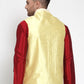 Jompers Men's Yellow Embroidered Nehru Jacket ( JOWC 4012Yellow )