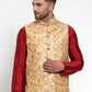 Jompers Men's Gold Embroidered Nehru Jacket ( JOWC 4013Golden )
