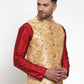 Jompers Men's Gold Embroidered Nehru Jacket ( JOWC 4013Golden )