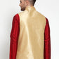 Jompers Men's Gold Embroidered Nehru Jacket ( JOWC 4013Golden )
