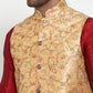 Jompers Men's Gold Embroidered Nehru Jacket ( JOWC 4013Golden )