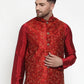 Jompers Men's Maroon Embroidered Nehru Jacket ( JOWC 4013Maroon )