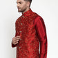 Jompers Men's Maroon Embroidered Nehru Jacket ( JOWC 4013Maroon )