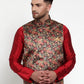 Jompers Men's Black Printed Nehru Jacket ( JOWC 4014Black )