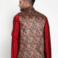Jompers Men's Black Printed Nehru Jacket ( JOWC 4014Black )