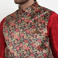 Jompers Men's Black Printed Nehru Jacket ( JOWC 4014Black )