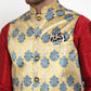 Jompers Men's Gold Printed Nehru Jacket ( JOWC 4014Golden )