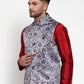 Jompers Men's Purple Printed Nehru Jacket ( JOWC 4014Purple )