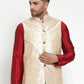 Jompers Men's Cream Embroidered Nehru Jacket ( JOWC 4015Cream )