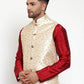 Jompers Men's Cream Embroidered Nehru Jacket ( JOWC 4015Cream )