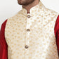 Jompers Men's Cream Embroidered Nehru Jacket ( JOWC 4015Cream )