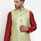 Jompers Men's Green Embroidered Nehru Jacket ( JOWC 4015Green )