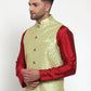 Jompers Men's Green Embroidered Nehru Jacket ( JOWC 4015Green )