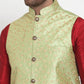 Jompers Men's Green Embroidered Nehru Jacket ( JOWC 4015Green )