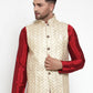 Jompers Men's Cream Embroidered Nehru Jacket ( JOWC 4016Cream )