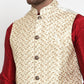 Jompers Men's Cream Embroidered Nehru Jacket ( JOWC 4016Cream )