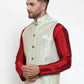 Jompers Men's Blue Embroidered Nehru Jacket ( JOWC 4016Sky )
