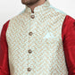 Jompers Men's Blue Embroidered Nehru Jacket ( JOWC 4016Sky )
