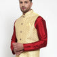 Jompers Men's Yellow Embroidered Nehru Jacket ( JOWC 4016Yellow )