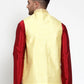 Jompers Men's Yellow Embroidered Nehru Jacket ( JOWC 4016Yellow )