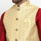 Jompers Men's Yellow Embroidered Nehru Jacket ( JOWC 4016Yellow )
