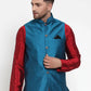 Jompers Men's Blue Woven Jacquard Nehru Jacket ( JOWC 4017Blue )