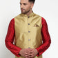 Jompers Men's Gold Woven Jacquard Nehru Jacket ( JOWC 4017Golden )