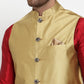 Jompers Men's Gold Woven Jacquard Nehru Jacket ( JOWC 4017Golden )