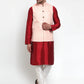 Jompers Men's Pink Embroidered Nehru Jacket ( JOWC 4018Pink )