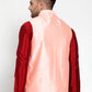 Jompers Men's Pink Embroidered Nehru Jacket ( JOWC 4018Pink )