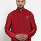 Jompers Men's Maroon Woven Nehru Jacket ( JOWC 4019Maroon )