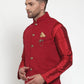Jompers Men's Maroon Woven Nehru Jacket ( JOWC 4019Maroon )