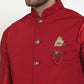 Jompers Men's Maroon Woven Nehru Jacket ( JOWC 4019Maroon )