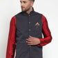 Jompers Men's Navy Woven Nehru Jacket ( JOWC 4019Navy )