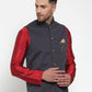 Jompers Men's Navy Woven Nehru Jacket ( JOWC 4019Navy )