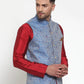 Jompers Men's Blue Woven Jacquard Nehru Jacket ( JOWC 4020Blue )